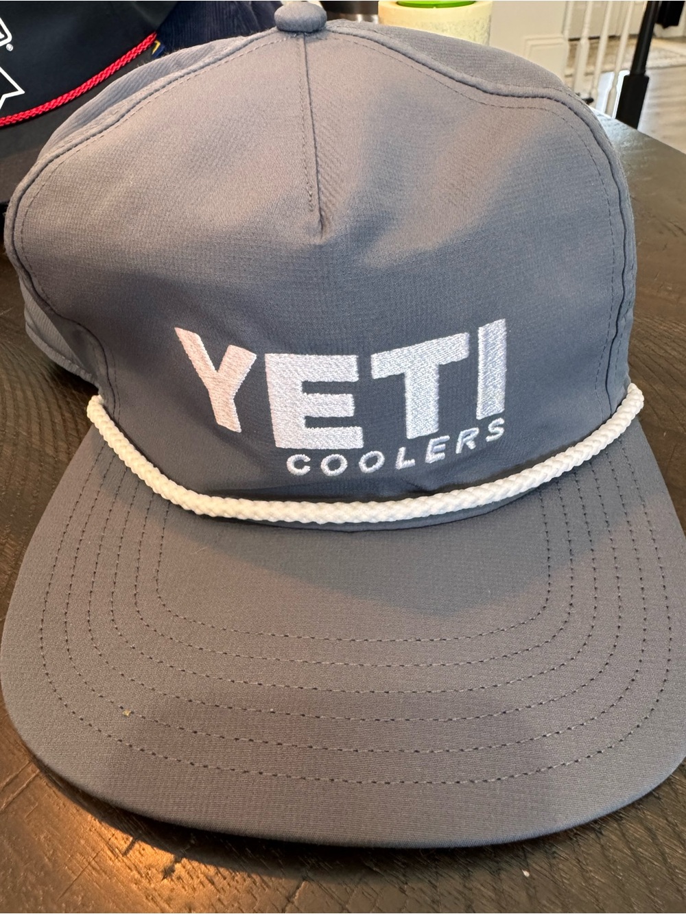 Yeti Gray Hat with White Rope and Embroidered Logo